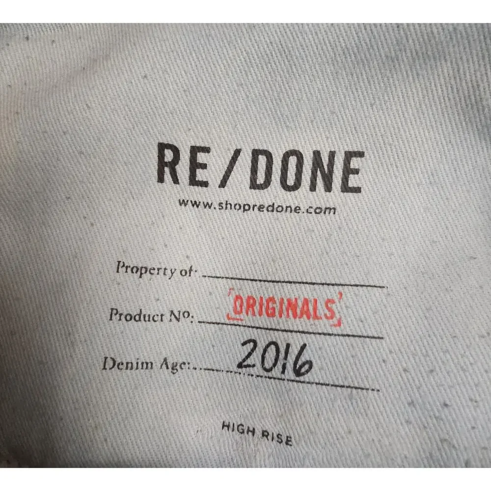 Re/Done Original Womens high rise Ankle Crop Stretch button fly jeans 28(29×27)